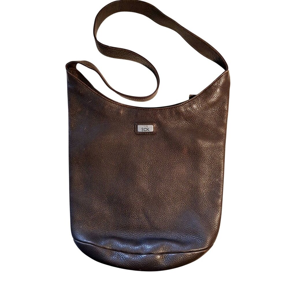 The Sak Brown Leather Crossbody Shoulder Bag With Back Zipper Pocket